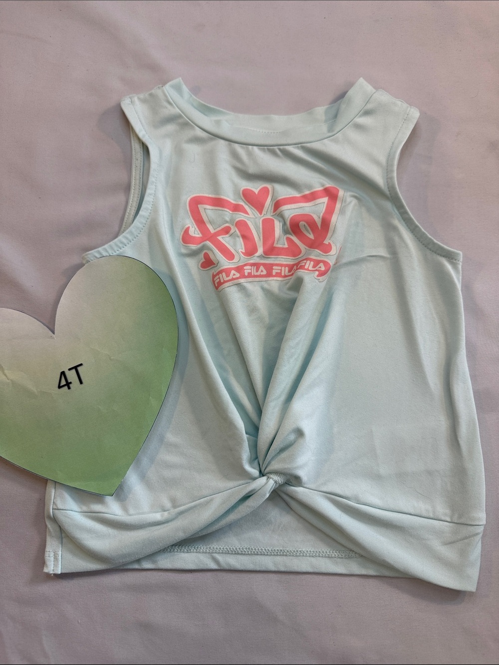 Fila Light Blue Girls Twist-Front Tank with Pink Logo